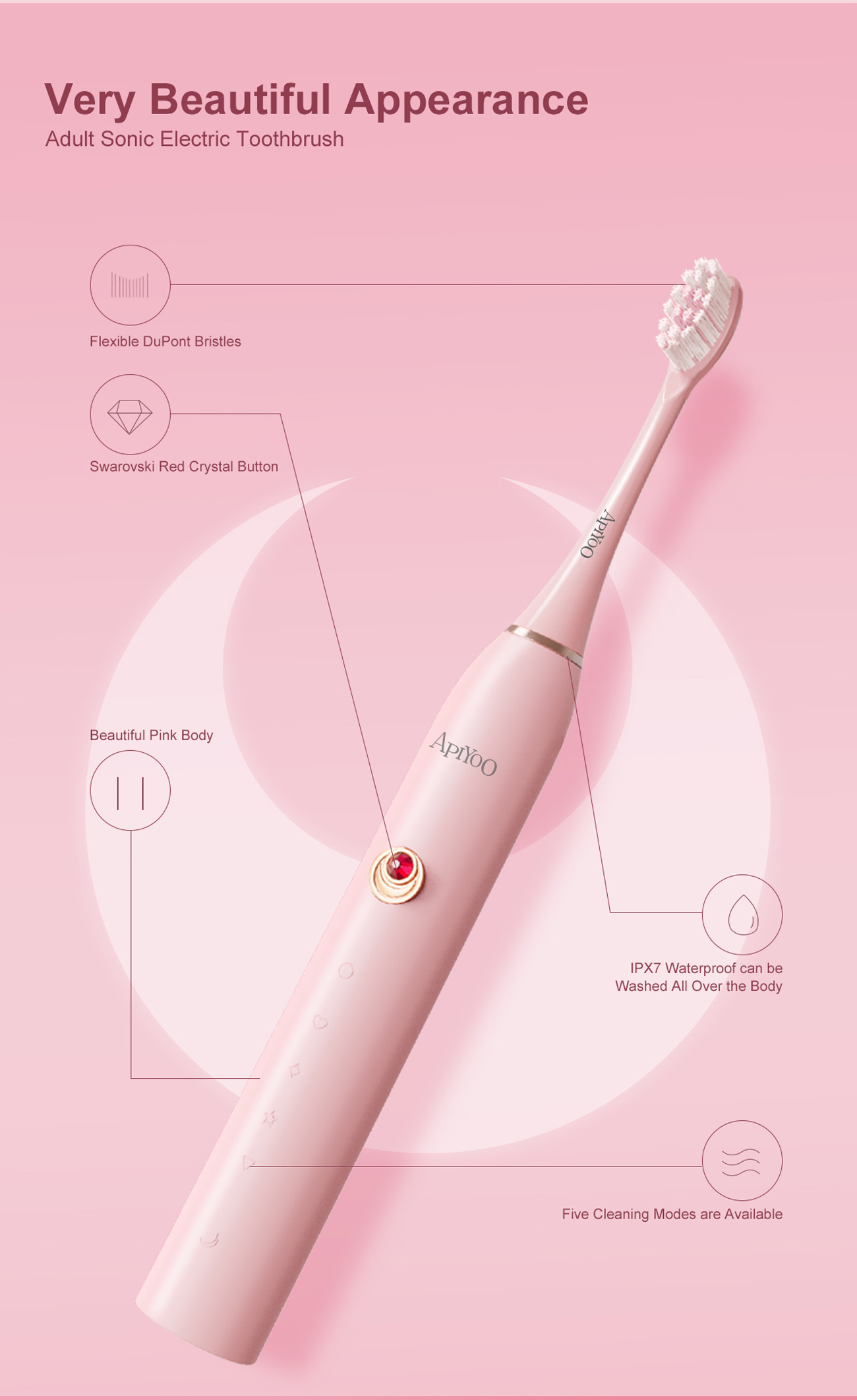 APIYOO Electric Toothbrush, Sailor Moon Sonic Electric Toothbrush